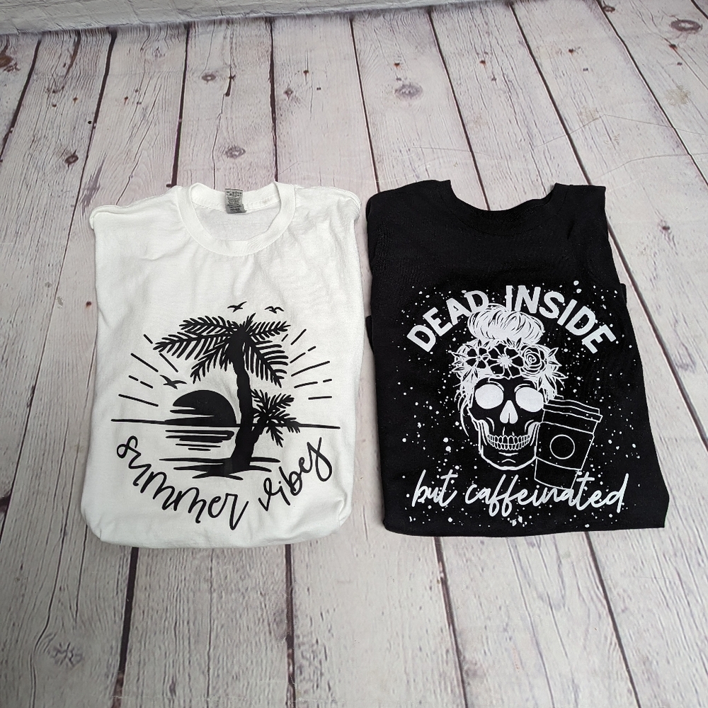 Graphic T. Summer Vibes & Dead Inside But Caffeinated. XL. 214